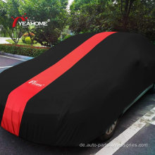 Center Red Striped Patchwork Design Indoor Car Cover